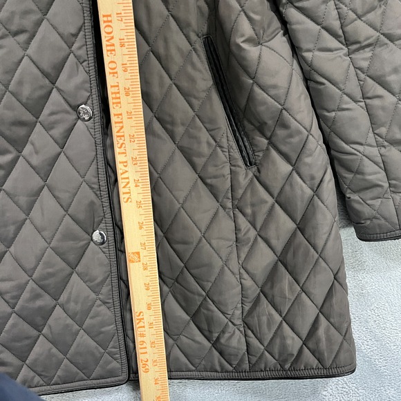 Lauren Ralph Lauren Jacket Womens Large Gray Brown Quilted Snap Lightweight Poly - Picture 13 of 15
